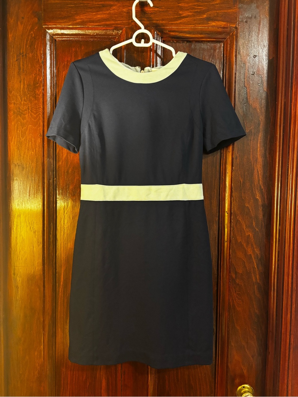 Women's Navy Mini Tory Burch Dress with Light Turquoise Trim, Size Small